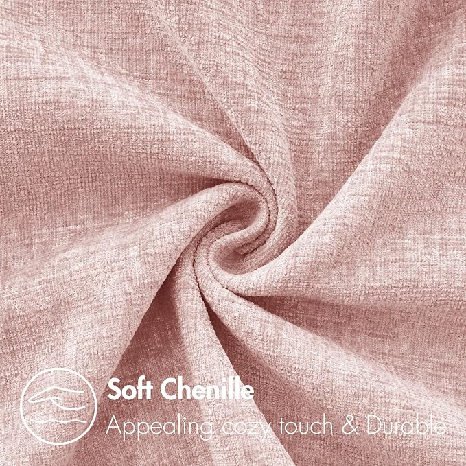 MIULEE Soft Chenille Throw Pillow Covers Pink 18x18 Inch Pack of 2 | Modern Home Decor, Classic Decorative Pillows, Solid Dyed Cases, Boho Couch Cushion Covers for Sofa Bed Living Room
