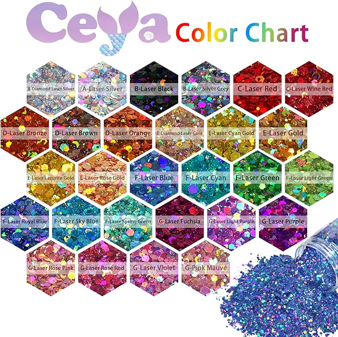 Ceya Holographic Chunky Glitter, 4.9oz/ 140g Pink Mauve Craft Glitter Powder Mixed Fine Flakes Iridescent Nail Sequins for Roses Nail Art, Hair, Epoxy Resin, Tumblers, Slime, Painting, Festival Decor