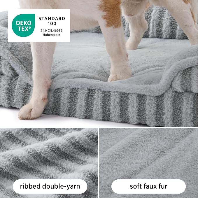 LE SURE Cute Cozy High Back Orthopedic Small Dog Bed with Sides, 24" Beige | Waterproof Pet Bed with Sides, Aesthetic Comfy Egg-Crate Foam Pet Couch Sofa, Removable Washable Cover, Non-Slip Bottom