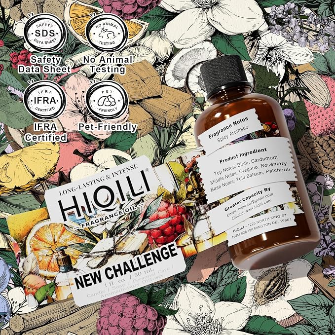 HIQILI New Challenge Fragrance Oil for Diffuser, Inspired by L.Coste Cha-llenge R-Fresh, Candle & Soap Making, Hotel Collection, Long-Lasting Scent - 1 Fl Oz