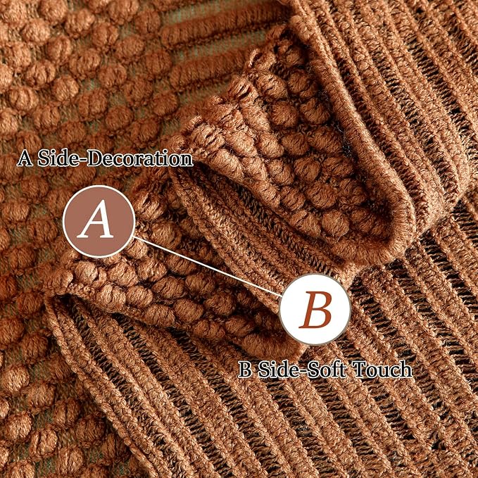 Blagic Soft Knitted Throw Blanket for Couch and Bed,Burnt Orange,60"x80" | Lightweight and Cozy,Farmhouse Boho Blanket with Tassel,Decorative for Living Room,Gifts for Adults,All Season Use