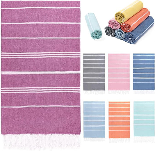 Aegero Turkish Beach Towel, 36"x71" Quick Dry Sand Free Oversized Bath Pool Swim Towel, Lightweight Travel Turkish Towels Vacation Essentials, Rose red