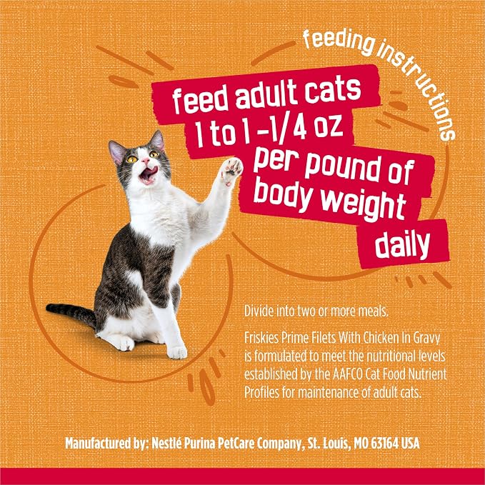 Friskies Purina Prime Filets with Chicken in Wet Cat Food Gravy - 5.5 oz. Cans (Pack of 48)