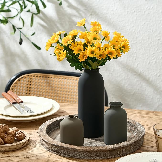 Ceramic Vase Set of 3, Decorative Nordic Minimalist Vases Home Decor for Living Room Kitchen Bedroom Entryway Mantel Table, Modern Decor for Bouquet Pampas Grass Dried Fresh Flowers- Multicolor