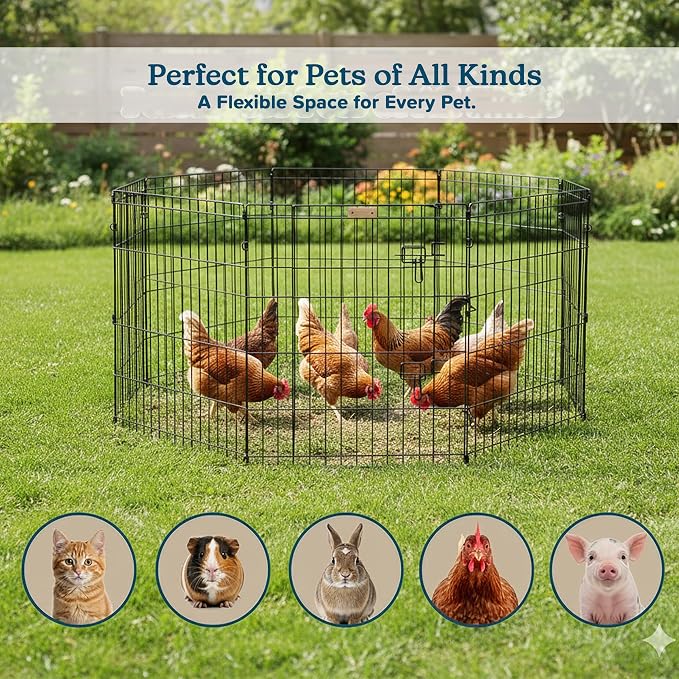 Pet Trex 24" Exercise Playpen for Dogs Eight 24" x 24" High Panels with Gate