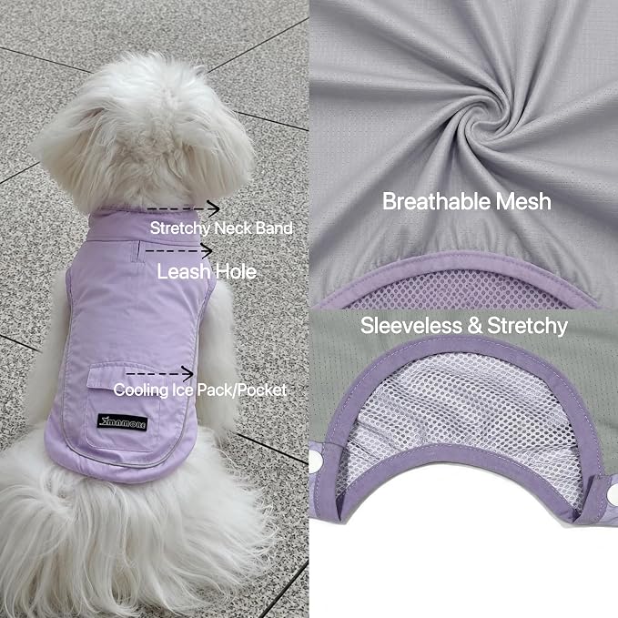 Dog Sun Protection Cooling Shirt,UPF 50+ UV Protection,Lightweight Breathable Cooling Vest, Sunblock Summer Clothes for Dogs (Grape Purple, XXL, Side Snap-Buttons)