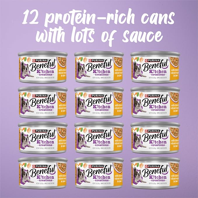 Purina Beneful Kitchen Creations With Chicken and Vibrant Veggies in Sauce Wet Dog Food - (Pack of 12) 3 oz. Cans