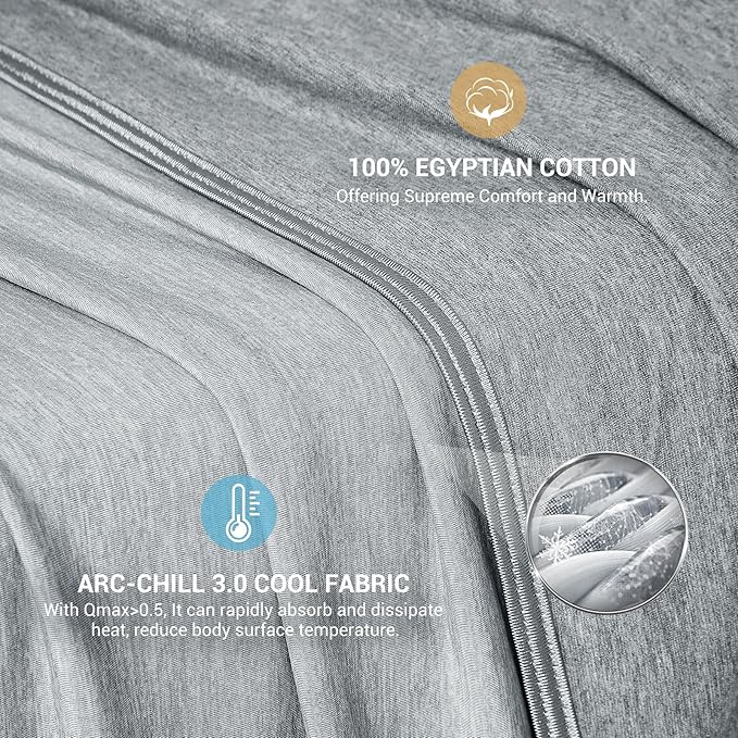 Elegear Arc-Chill 3.0 Cooling Blankets for Hot Sleepers, King Size, Grey | Q-Max>0.5 Cooling Fabric, Absorbs Heat to Keep Body Cool, Breathable Summer Blankets for Night Sweats & Menopause, 108"x90"
