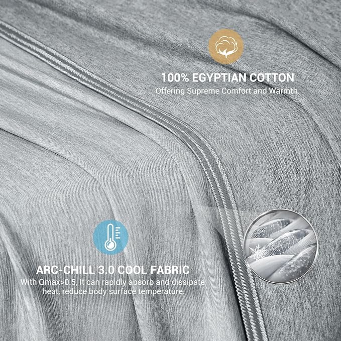 Elegear Arc-Chill 3.0 Cooling Blanket for Hot Sleepers, Twin Size, Grey | Q-Max>0.5 Cooling Fabric, Absorbs Heat to Keep Body Cool, Breathable Summer Blankets for Night Sweats & Menopause, 59"x79"