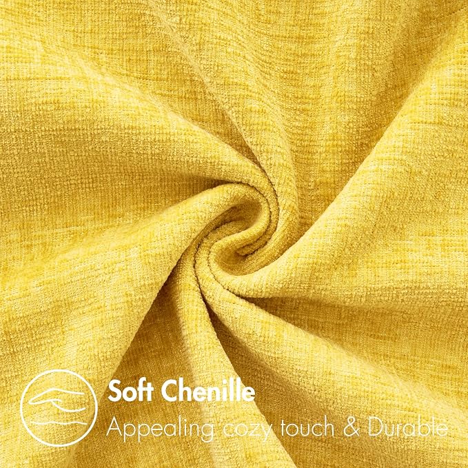 MIULEE Soft Chenille Throw Pillow Covers Yellow 18x18 Inch Pack of 2 | Modern Home Decor, Classic Decorative Pillows, Solid Dyed Cases, Boho Couch Cushion Covers for Sofa Bed Living Room