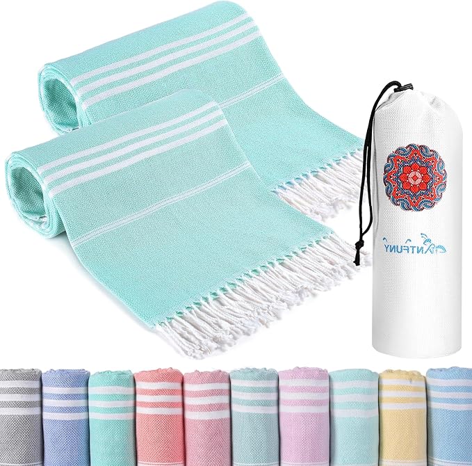 2 Pack Turkish Beach Towels Quick Dry Sand Free Oversized Bath Pool Swim Towel Extra Large XL Blanket Adult Travel Cruise Accessories Must Haves Clearance Stuff Necessities Vacation Essentials