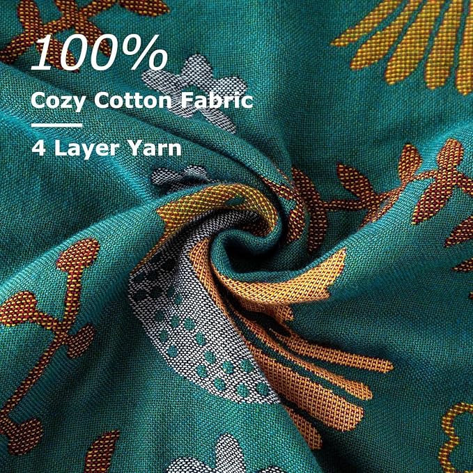 LUTBM Boho Throw Blanket for Couch 50"x60", 100% Cotton Soft Bed Blankets | Reversible Floral Birds Embroidery Throws, All-Season, For Chair Sofa Living Room Bedroom, Lightweight Breathable, Home Decor