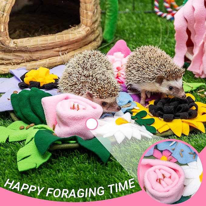 Snuffle Mat for Rabbit, Cute Flower Interactive Bunny Foraging Toy