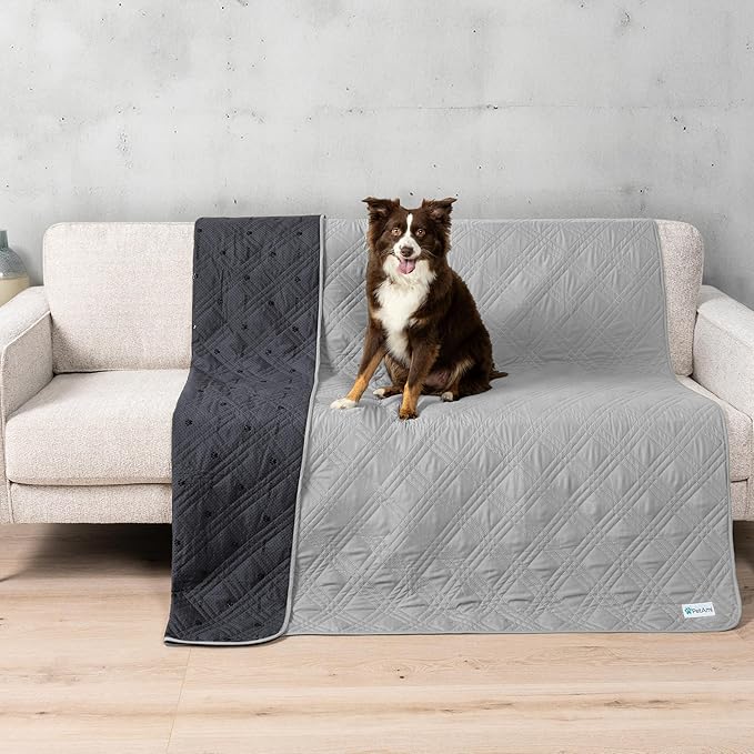 PetAmi Waterproof Couch Cover for Dog Bed Sofa Blanket 52x82 Light Gray | Leakproof Furniture Protector for Pet Cat, Machine Washable Pee Proof Mat for Chair Car Seat, Durable & Anti Slip Backing