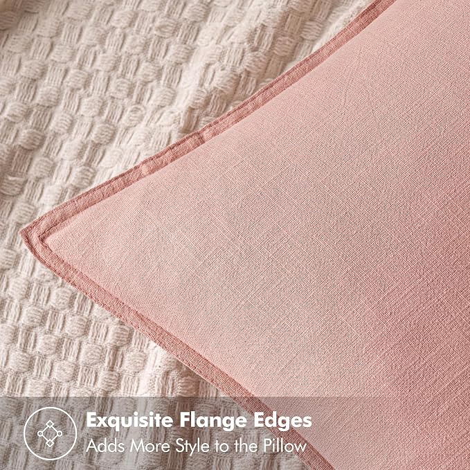 MIULEE Decorative Linen Pillow Covers 20x20 Inch Pink | Boho Farmhouse Neutral Couch Throw Pillows for Bed, Pack of 2 Accent Modern Pillowcases, Sofa Livingroom Home Decor