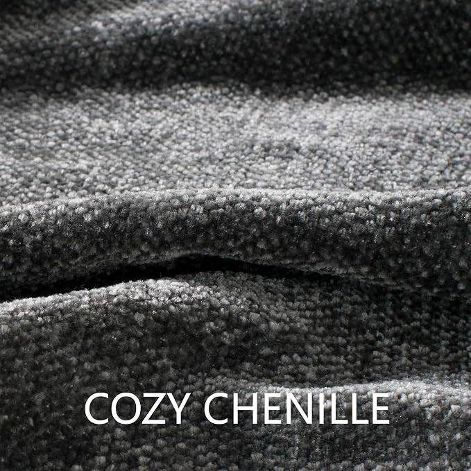 Chenille Throw Blanket for Couch 50" x 60", Dark Grey | Soft Cozy Warm Throws with Fringe Tassel, for Living Room Bed Sofa Chair Cover, Lightweight Knitted Decorative Boho Blankets
