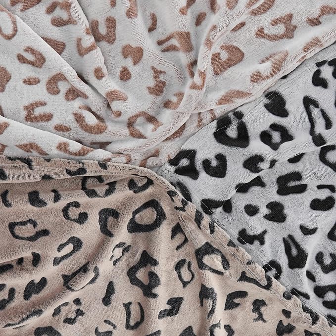 Flannel Cheetah Print Throw Blanket, 60 x 80 Inches, Black Leopard | Lightweight Super Soft Cozy Plush Fleece Blanket for Women