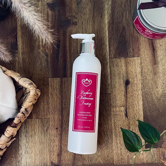 Jaqua Spa Aromatic Massage Oil with Jojoba, Sesame, and Sunflower Oil - Raspberry Buttercream Frosting