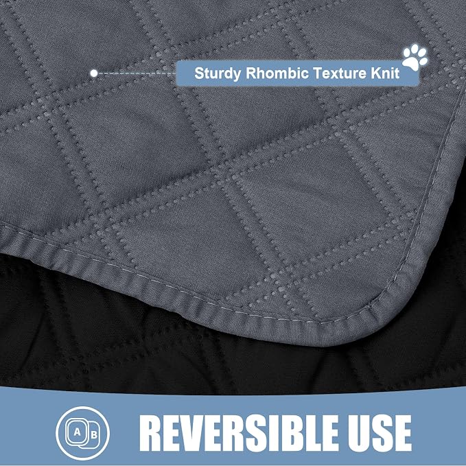 Smiry Waterproof Reversible Dog Bed Cover Pet Blanket | Pet Friendly, Soft Fabric, Washable Dog Blanket for Furniture Bed Couch Sofa, Checkered (82"x102", Dark Grey/Black)