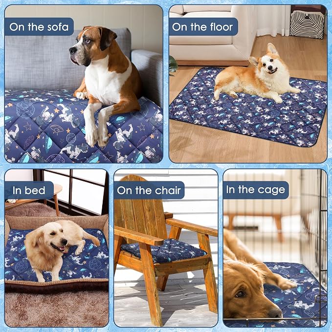 Premium Cooling Mat for Large Dogs - Washable Dog Cooling Throw Blanket，Durable Self Cool Pet Mat for Cat, Soft Summer Blanket for Hot Weather, 60''x80''