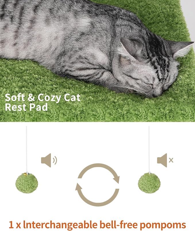 43.7in 3-Tier Modern Cat Tree Tower Condo, Cat Scratch Posts for Indoor Cats, Big Plate, Two 19.7in Full Sisal Scratching Posts, White