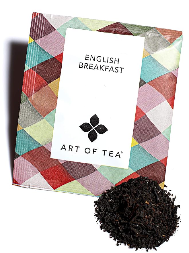 Art of Tea Organic English Breakfast Tea Bags,12 Count Premium Pyramid Sachets, Whole Leaf Black Tea, Smooth Malty Breakfast Tea, Caffeinated Organic Black Tea