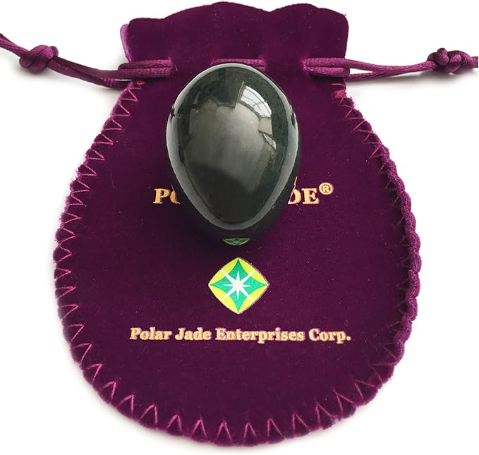 Undrilled Nephrite Jade Stone Egg – Medium Size (43 × 30 mm) | 100% Natural Canadian Jade, Smooth Hand-Polished with Certificate of Authenticity & Velvet Pouch | Polar Jade