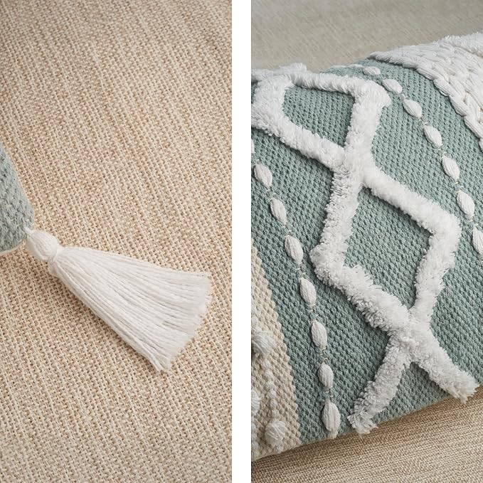 Decorative Boho Lumbar Pillow Cover 14x36 - Soft Textured Throw Pillow | Beautiful Accent Piece for Bed, Couch Decor or as Body Cushion - A Stylish Addition to Your Bedroom