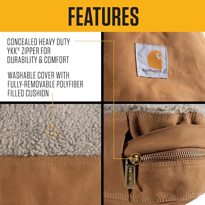 Carhartt Firm Duck Sherpa-Topped Dog Bed Port L | Durable Canvas Pet Bed, Water Resistant, Sherpa Top, Large