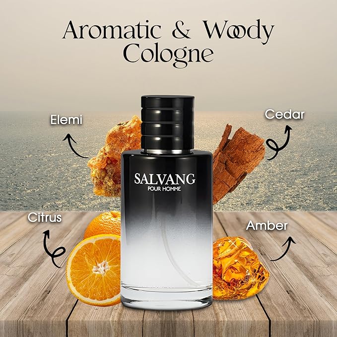 AFLUXE 2PCS Mens Perfume Cologne Long Last Strong EDP Natural Spray Gift Set, with Cocoa, Dried Fruits, Woody Fragrance for Daliy Use, 3.4 Fl Oz / 100 mL Each (Salvang & Vanilla Tobacco)
