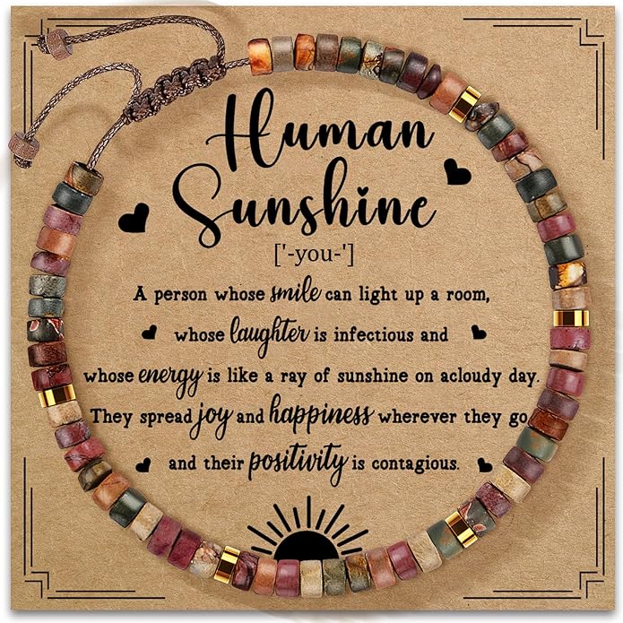 Inspirational Gifts Bracelets for Women: Valentines Mothers Day Birthday Gifts for Women Friends Sister Mom - Healing Natural Stone Beads Bracelets Thinking of you Get Well Soon Gift for Women