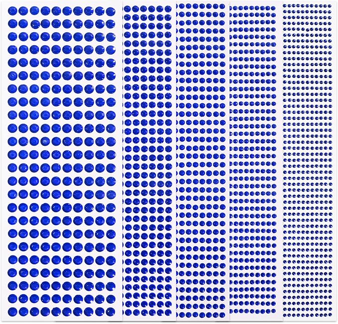 3555pcs Self Adhesive Face Gems for Makeup, Festival Jewels, Hair Gems, Rhinestone Stickers for Face, Eye, Makeup, Nail, Body, Crafts 5sheets (darkblue-3/4/5/6/8mm)