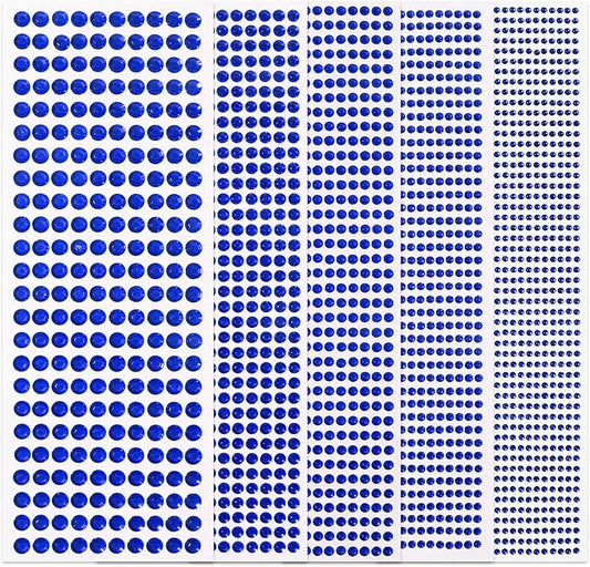3555pcs Self Adhesive Face Gems for Makeup, Festival Jewels, Hair Gems, Rhinestone Stickers for Face, Eye, Makeup, Nail, Body, Crafts 5sheets (darkblue-3/4/5/6/8mm)