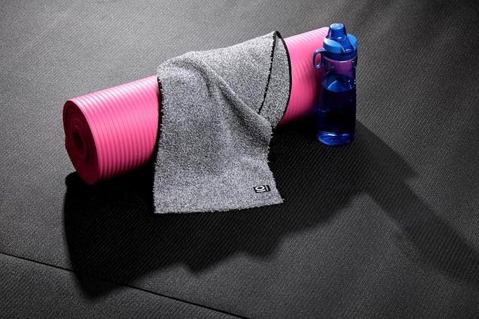 Facesoft Yoga Towel - Infused with Activated Charcoal to Detoxify and Sweat - Made with Eco-Friendly Aqua-Cotton Yarn - Biodegradable and Sustainable - All Ages