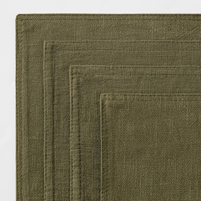 MIULEE Olive Green Boho Linen Pillow Covers 20x20 Inch Pack of 4 | Natural Decorative Throw Pillow Covers, Soft Farmhouse Couch Pillowcases, Modern Decors for Living Room Bed Sofa