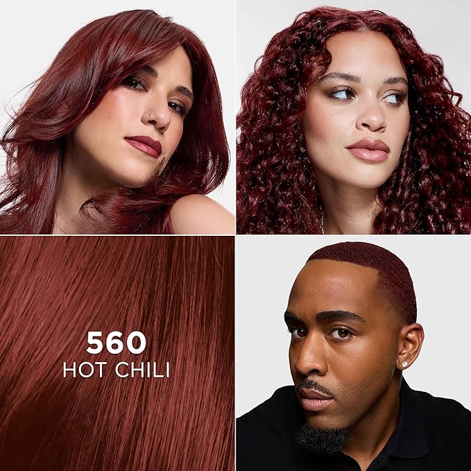 L'Oreal Paris Feria Multi-Faceted Shimmering Permanent Hair Color, High Intensity Hair Dye for 3X Highlights, 560 Hot Chili, 1 Kit