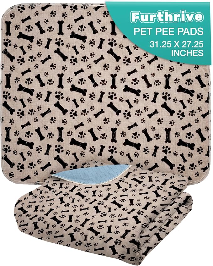 Furthrive Washable Pee Pads for Dogs with Pheromone Attraction, Reusable | Reusable Puppy Pads, Waterproof Non-Slip Training Pad 31.25 x 27.25 in, Pet-Friendly for Crates, Apartments (One Unit)