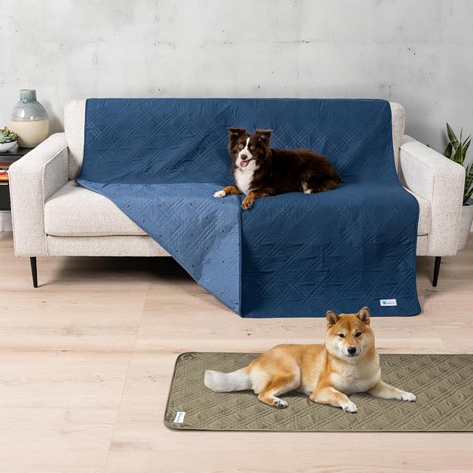PetAmi Waterproof Couch Cover for Dog Non-Slip Bed Sofa Blanket, 68x82 Blue | Leakproof Furniture Protector for Pet Cat, Machine Washable Pee Proof Mat for Chair Car Seat, Durable & Anti Slip Backing