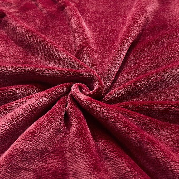 TASTHROW Large Flannel Fleece Throw Blanket, 60×80 Inch - Burgundy | Cozy Lightweight Thick Blanket - All Seasons Suitable for Women, Men and Kids