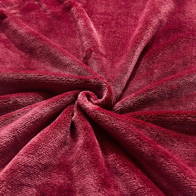 TASTHROW Large Flannel Fleece Throw Blanket, 90×108 Inch - Burgundy | Cozy Lightweight Thick Blanket - All Seasons Suitable for Women, Men and Kids
