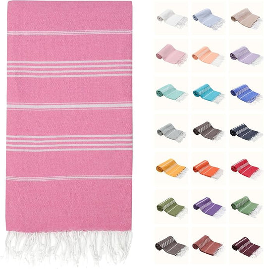 PARK&OZ Turkish Beach Towel – Single Pack Oversized 100% Cotton Quick-Dry & Sand-Free 72"x40" – Ultra-Absorbent, Lightweight & Compact Pool Towel for Beach, Travel, Spa, Gym, Camping & Home(Pink)