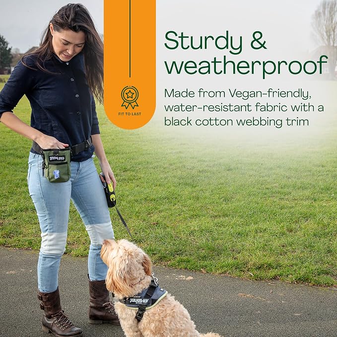 Green Dog Treat Bag & Training Pouch - Ideal for Medium to Large Breeds | Lightweight & Practical Design with Magnetic Closure | Wear Three Ways | Easy Carry Carry Dog Treats & Poo Bags