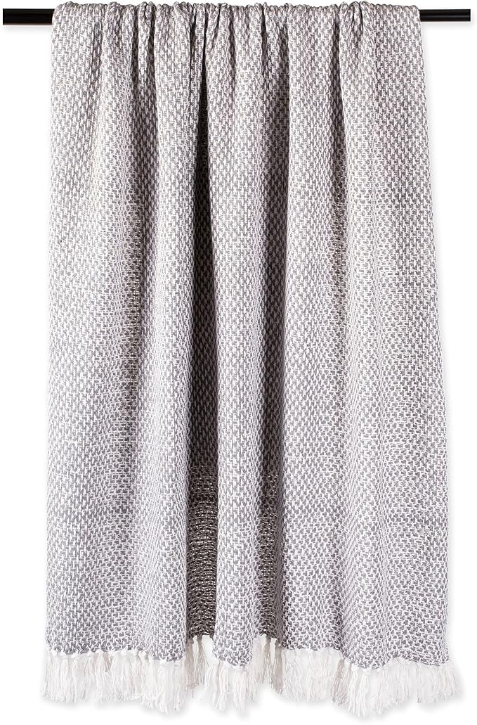 DII 100% Cotton Basket Weave Throw for Indoor/Outdoor Use Camping Bbq's Beaches Everyday Blanket, 50 x 60, Woven Stripe