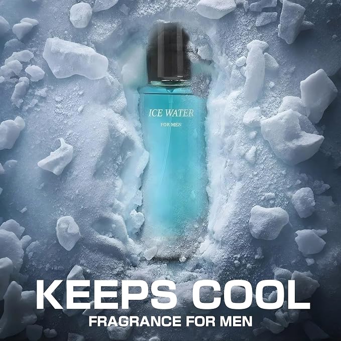 A CENTER Cool Ocean &Ice Water Men's Cologne Gift Set - 3.4 Fl Oz Each | Amber Floral & Vanilla Leather Fragrance | Eau de Toilette Duo for Daily & Special Occasions