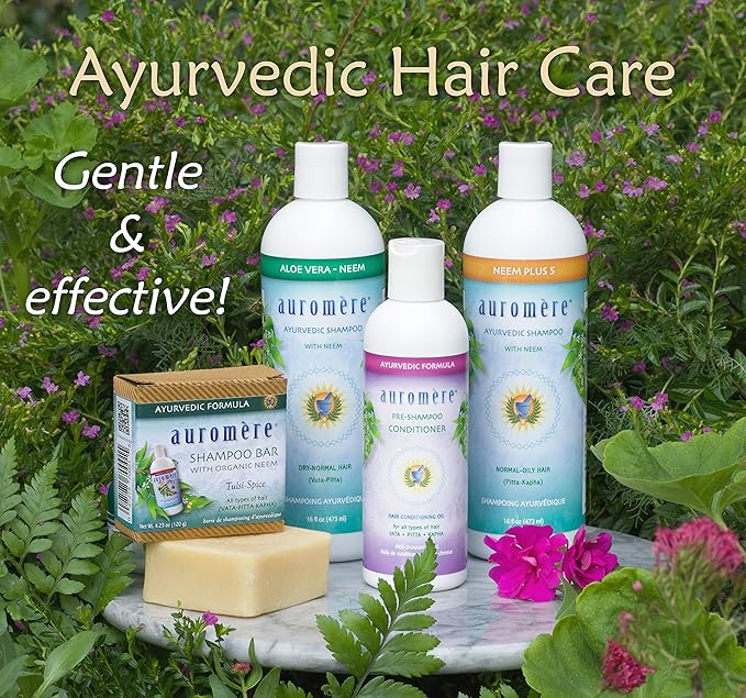 Auromere Ayurvedic Shampoo, Aloe Vera Neem - Vegan, Cruelty Free, Non-GMO, Natural, Gluten Free, Sulfate Free, Paraben Free for Dry to Normal Hair (16 fl oz), 1 Pack