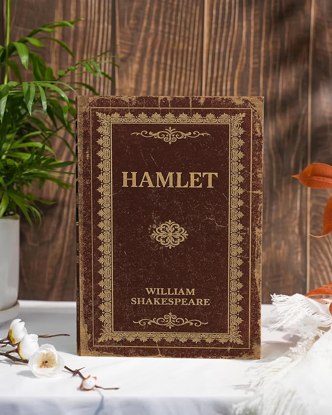 Vintage Faux Leather Decorative Book Box – Wooden Secret Storage Box with Magnetic Closure, Hidden Organizer for Bookshelf, Desk, or Office Decor (Hamlet)