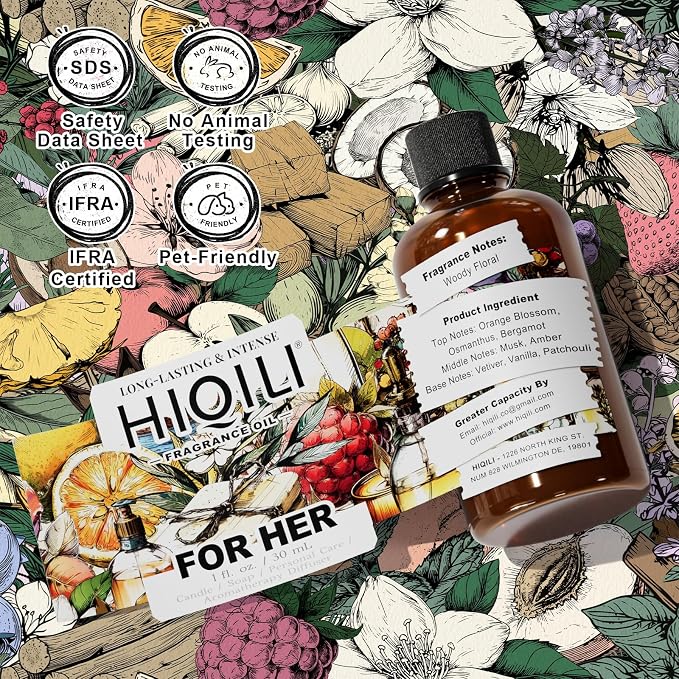 HIQILI for Her Fragrance Oil for Candle Making, Bath Bombs, Soap Making Supplies, Add to Body Lotion, Women Scented Oil - 1 Fl Oz