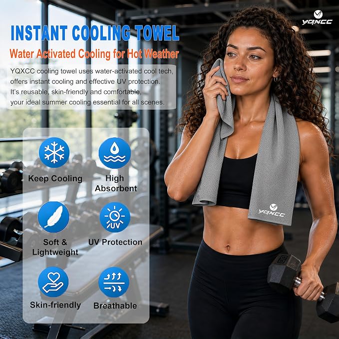 YQXCC 4 Pack Cooling Towels 40"x12", Cool Ice Towels for Neck & Face | Cooling Neck Wraps, Soft Breathable Microfiber Chilly Towels, Ideal for Gym, Yoga, Golf, Running, Camping & Hot Weather