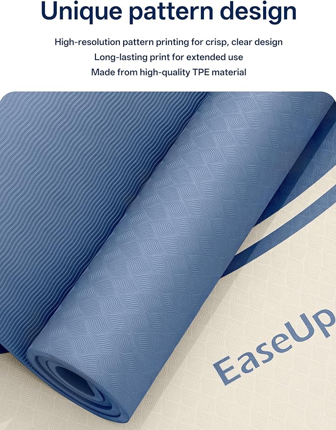 EaseUp Extra Thick Yoga Mat -2/5 inch (10MM), 72.8x31.5" Extra Long-Wide, Professional TPE Non-slip yoga mats for Yoga,Exercise, Workout,Pilates and Fitness, with strap