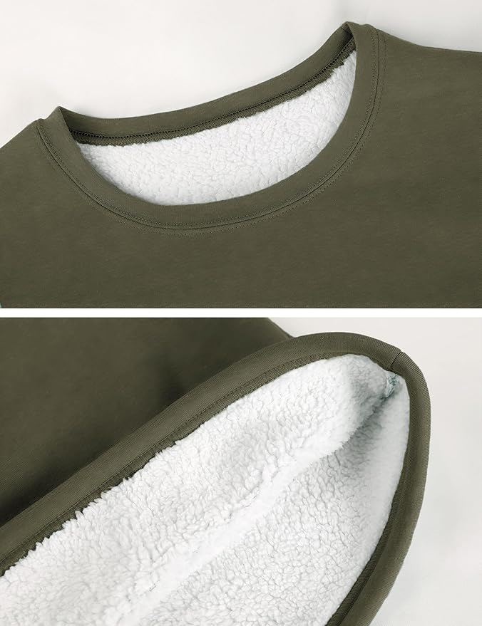 Yeokou Women Warm Sherpa Lined Fleece Crewneck Sport Sweatshirt Pullover Loungewear